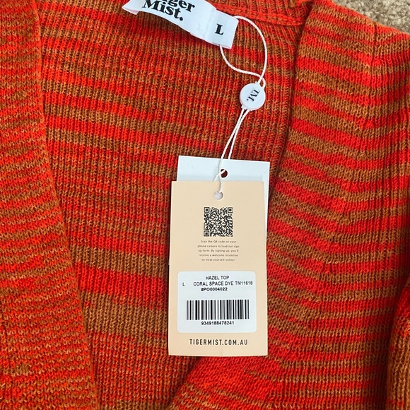 Tiger Mist - Hazel Coral SpaceDye lettuce trim sleeve sexy cardigan - Brand New - Picture 2 of 4